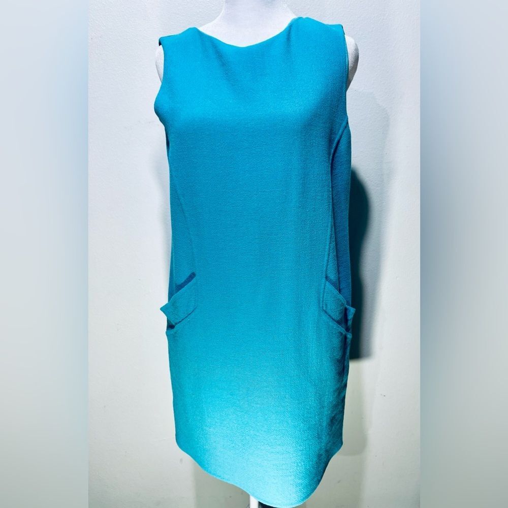 Oscar De La Renta Designer Dress Wool Resort 2015 Collection Aqua Blue Women’s 6